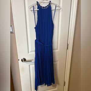 Elegant Blue Pleated Dress. Marina Size L. NWOT